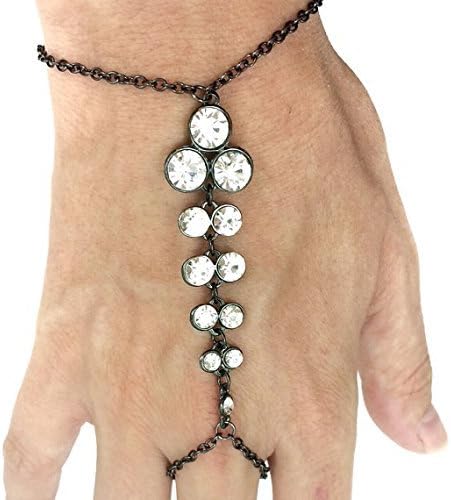 Handmade Crystal Hand Chain - Slave Bracelet - Ring and Bracelet