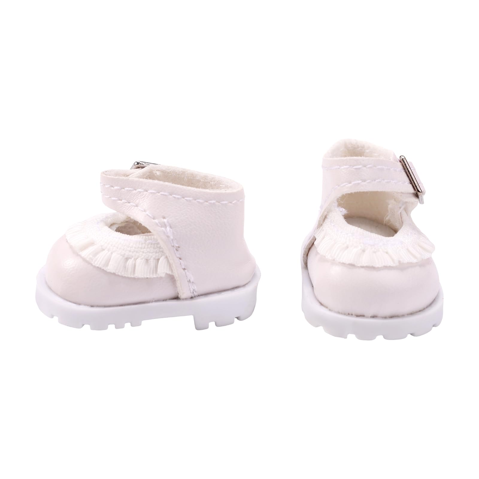 Mini Shoes for Dolls, White PU Leather Tiny Miniature Shoes Cute Fashion Toy Costume Accessories for 5.9in & 6.7in Plush Doll Decoration and Display