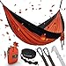 MsForce Double Camping Hammock Waterproof Lightweight Parachute 240T Portable Hammock, 2 Heavy-Duty 1500 lbs Capacity Carabiners, with 2 Tree Straps for Outdoor Backpacking Indoor 118
