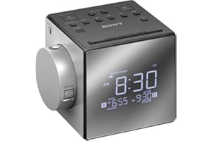 Kubicle Sony Compact AM/FM Dual Alarm Clock Radio with Large LED Display Plus 6ft Aux Cable Bundle