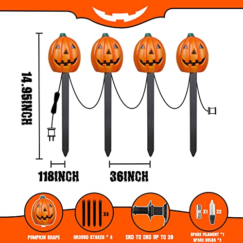 Vanthylit 4PK Halloween Pathway Light with 20LT Clear Bulbs Lights