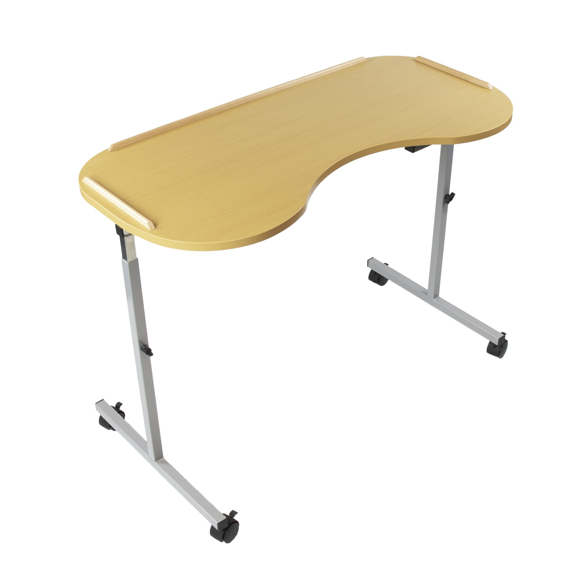 NRS Healthcare Adjustable Curved Over Bed/Chair Table M99394 with Lockable Castors
