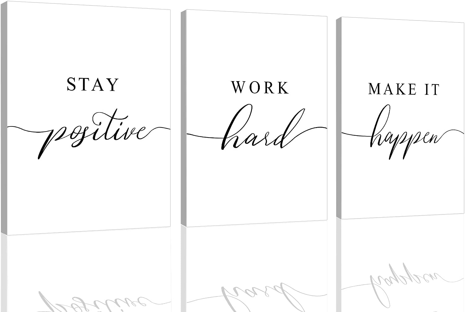 Wall Décor - Framed Canvas Wall Art Positive Quote, Office Art, White Large Poster, Motivational Artwork Set of 3 Prints, Inspirational Poster Prints (G-3pcs,12x16inchx3pcs)