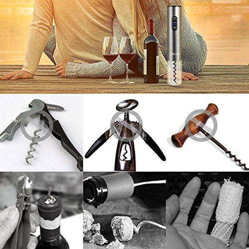 image for JDWAY Wine Opener Gift Set Battery Operated Corkscrew, Foil Cutter, Va