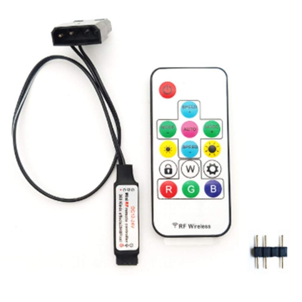 Computer Fan Lighting Effect Controller, 5V 3-pin/12V 4-pin RGB Fan Equipment Wire Control/remote Controller With On/off Swtich And Brightness Adjustment
