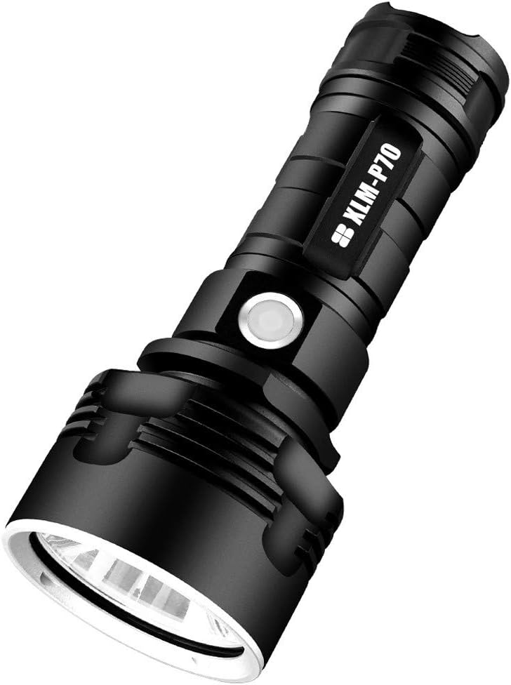Ultrabright Aluminium Alloy Body XLM-P70 Flashlight,1×26650 Battery,Powerful Press Switch 5 Modes Dimming Telescopic Zoom Waterproof Rechargeable Torch.