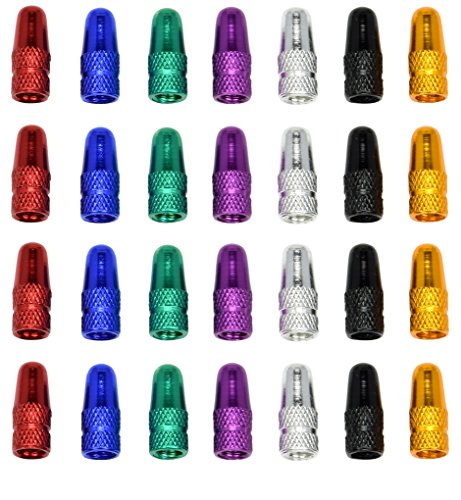 Domain Cycling 28 Pack Presta Valve Cap Multi-Color Anodized Machined Aluminum Alloy Bicycle Bike Tire Valve Caps Dust Covers French Style - Thumbnail 3