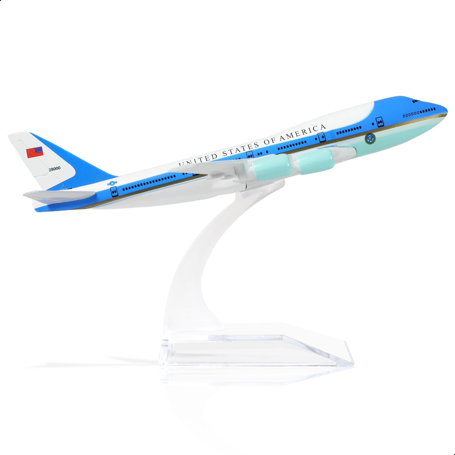 QIYUMOKE Air Force one 1:400 Die-cast Metal Airplane Model with Stand boeing747 VC-25A Alloy Model Plane (6 inches Long) Gifts for Aviation Enthusiasts, Display Decorations or Ornaments