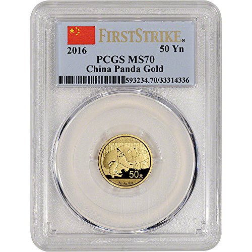 2016 CN China Gold Panda (3 g) First Strike China Flag Label 50 Yuan MS70 PCGS