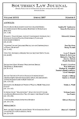 Southern Law Journal, Vol. XXVII, No. 1, Spring 2017