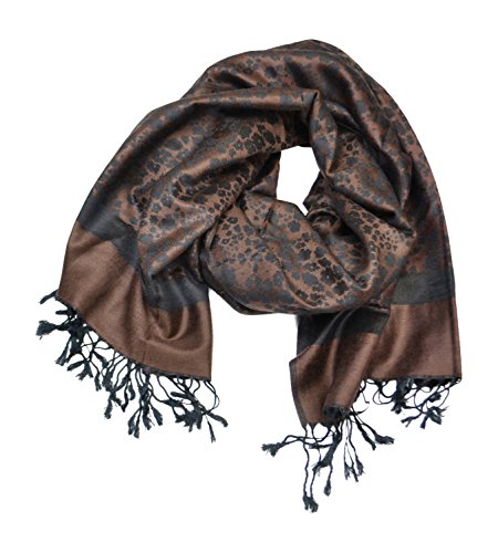 Floral Jacquard Scarf Womenâ€™s Fashion Shawl Long Soft Accent Wrap In Brown