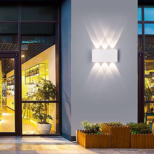 2 Pack Lampada da Parete Esterno/Interno LED Applique da Esterni 12W 1200LM Up Down Lampada da Parete IP65 Impermeabile Moderno Lampade Muro Alluminio Bagliore su e giù (Bianco 4500K luce naturale)