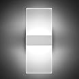 ChangM Modern LED Acrylic Wall Sconce 12W Cool White 6000K Up Down Lamp for Bedroom Corridor Stairs Bathroom Indoor Lighting Fixture Lamps Home Room Decor Not Dimmable No Plug(1 Pack)