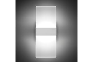 ChangM Modern LED Acrylic Wall Sconce 12W Cool White 6000K Up Down Lamp for Bedroom Corridor Stairs Bathroom Indoor Lighting Fixture Lamps Home Room Decor Not Dimmable No Plug(1 Pack)