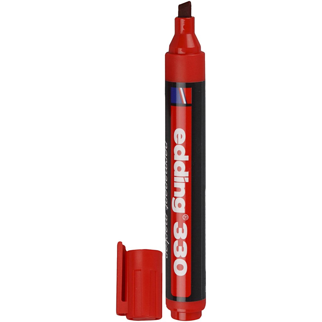 edding 330 permanent marker - red - 10 pens - chisel tip 1-5 mm - waterproof, quick-drying, smear-proof pens - for cardboard, plastic, glass, wood, metal and fabric — image 1