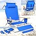 Deluxe 3 in 1 Lay Flat Aluminum Beach Chair Lounger with Drink Holder and Large Storage Pouch