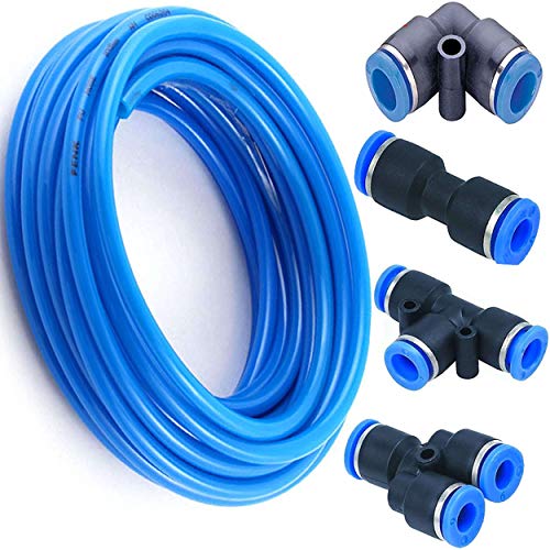 Utah Pneumatic 6mm Od 10 Meters 32.8 Feet PU Air Tubing Hose for Air Line Pneumtic Kit with Push to Connect Fittings Pneumatic Tubing (pu Tube 6mm kit)