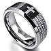 INBLUE Men's Tungsten Ring Band Black Silver Tone Comfort Fit Cross English Bible Lords Prayer