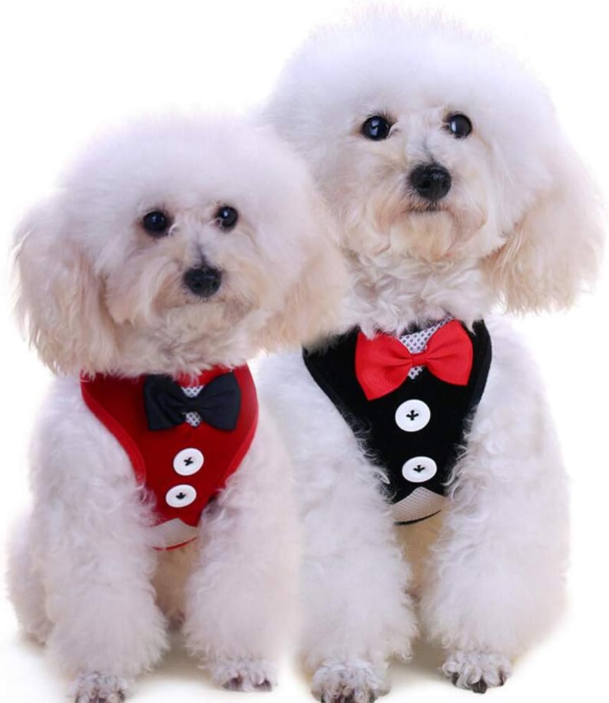 Oyccen 2 Pack Small Dog Vest Harness for Puppy Cats Adjustable Mesh Harness and Leash Set Pet Bowtie Wedding Suit Clothes - Image 3