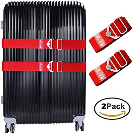 WeBravery Elastic Adjustable Luggage Straps Suitcase Belt Travel Bag Strap (2Pack-Red)