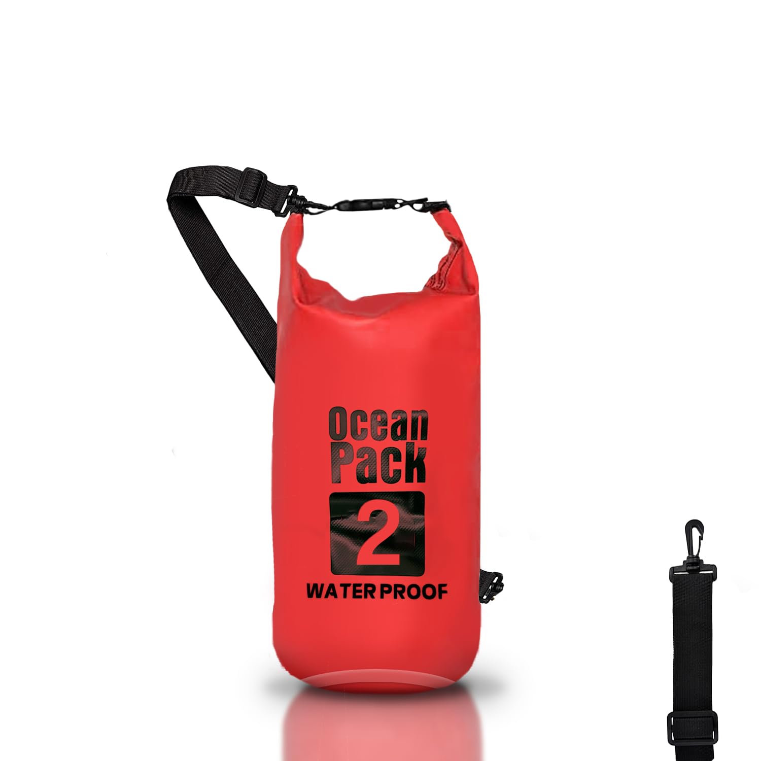 Cable Technologies Dry Bag, Waterproof Backpack, Roll Closure and Shoulder Strap, Waterproof Mobile Phone Bag and Waist Bag for Sea Boat Fishing Rafting Beach Water Sports, red, 2l, Waterproof Bag