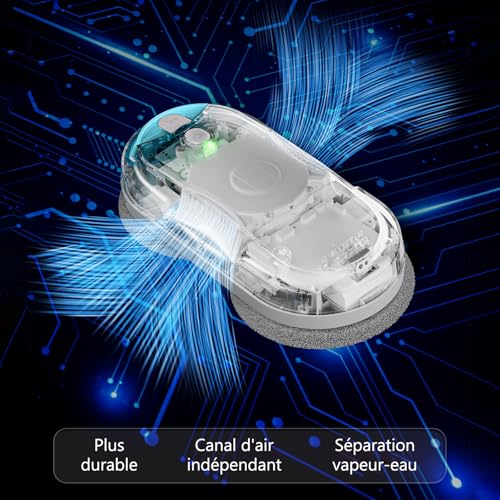 HIXZAP X1 Robot Window Cleaner with Two-Way Ultrasonic Spray, Double Propeller, 4800-6400pa, 85 ml Tank, Edge Detection, Smart Navigation, for Windows and Mirrors (White)