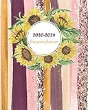 2020-2024 Five Year Planner: Sunflower And Line Gold, Five Year with Holidays and Inspirational Quot by 
