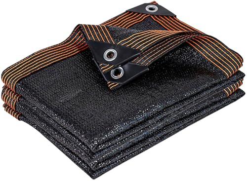 QLOFEI Shade Net, 60%-70% Outdoor Sun Protection Mesh Shade with Grommets, Outdoor Shading Mesh for Garden Pergola Greenhouse Lawn Chicken Coop, Easy to Hang (Black-6x6m)