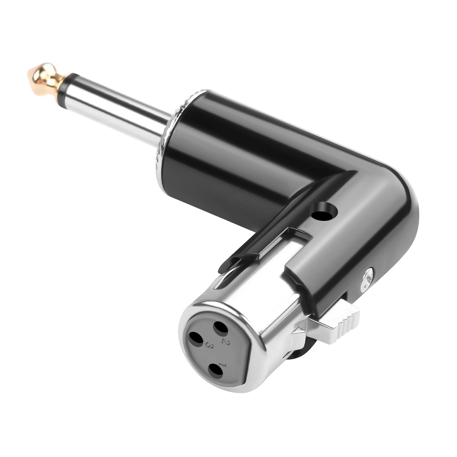 QIANRENON Adjustable 90° Angle XLR Female to 1/4 TS Microphone Adapter 3Pin-XLR Socket to TS 6.35mm Male Mono Unbalanced Right Angle Connector xlr Jack Position Tunable, for Guitar Amplifier Mixer
