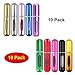 10 Pack-5ml Portable Mini Refillable Empty Perfume Atomizer Spray Bottle Easy to Fill Scent Aftershave Pump Case for Travel Outgoing Purse Multicolor (One Set of 10pcs)