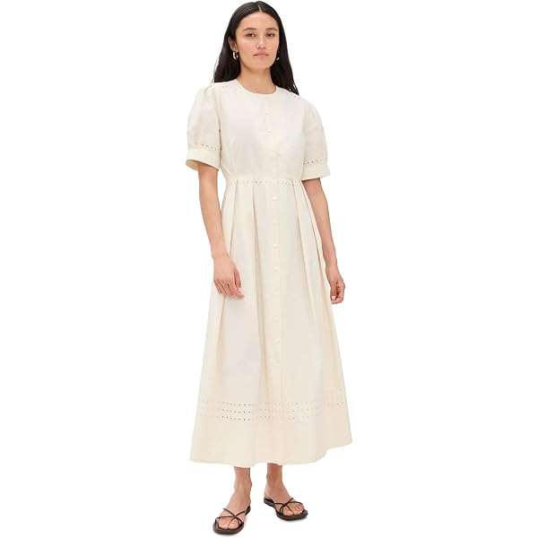 knee length dresses for ladies Midi Linen Dress With Front Buttons & Pockets – Claudio Milano