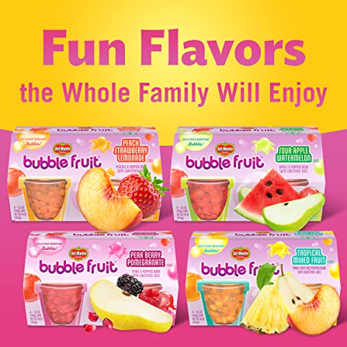 DEL MONTE BUBBLE FRUIT PEACH STRAWBERRY LEMONADE PEACHES & POPPING BOBA WITH SWEETENED JUICE-3.5 OZ, (PACK OF 1, 4 COUNT)