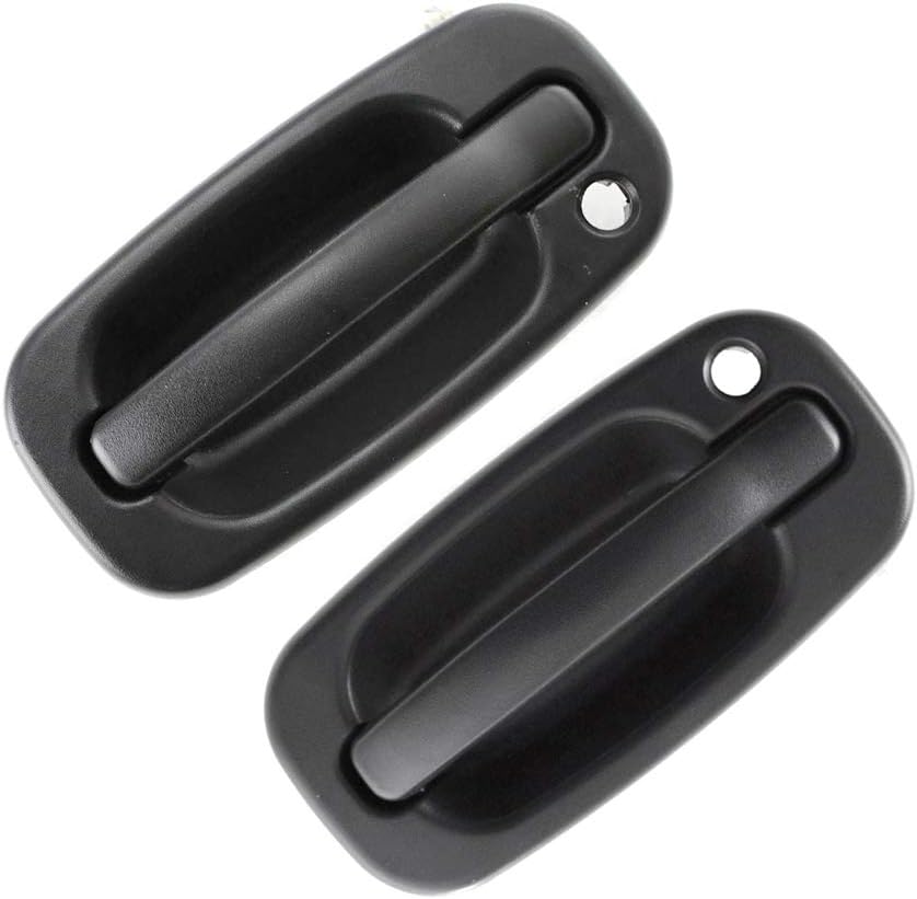 Folconauto Front Left/Right Driver Side Exterior Door Handles Fit for 1999-2006 Chevrolet Avalanche Silverado GMC Sierra OE # 15034985 15034986 -Textured Black
