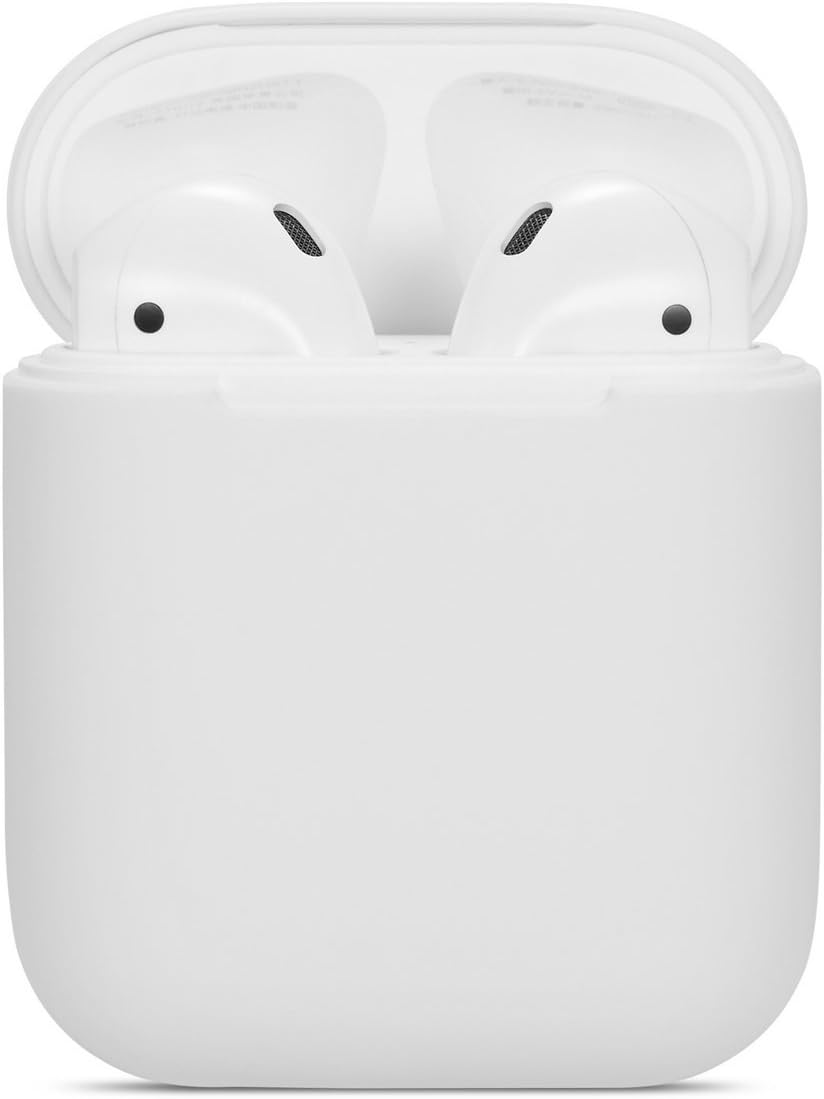Airpods Case Soft Silicon Skin and Cover with Utral Slim 0.8mm Compatible Apple Airpods Charging Case - White