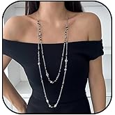 Long Necklaces for Women Pearl Necklaces for Women Long Chain Necklace Dainty Layered Pearl Necklace Statement Sweater Strand Chain Jewelry