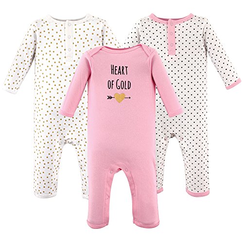 Hudson Baby Baby Cotton Union Suit, 3 Pack, Heart of Gold, 18-24 Months
