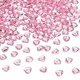 HAKACC Herzen Diamantkristalle, 1000 Stück 12mm Rosa Streudeko Herzen Deko Diama