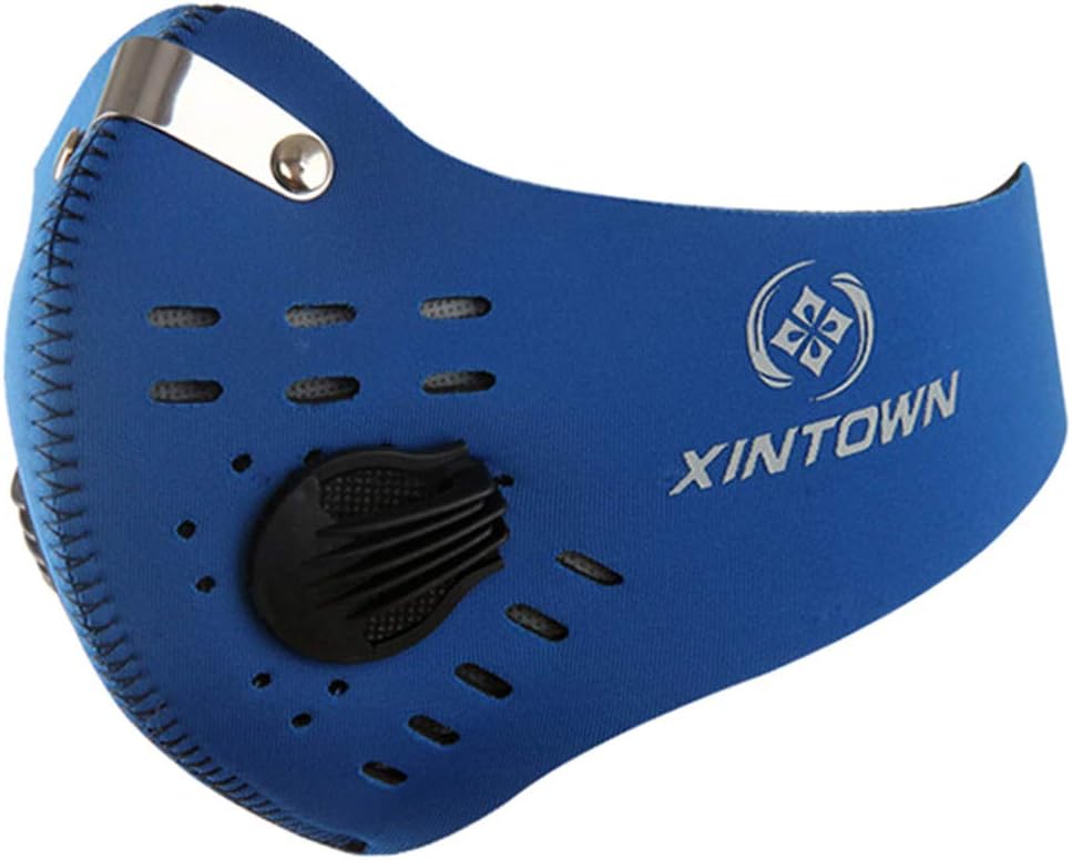 Dustproof Dust Mask N95 Face Mouth Masks with Filter/Respirator Antibacterial Activated Carbon Mask with Extra Filter Cotton Sheet PM2.5 Mask Exhaust Gas Germs Smoke 1Pcs (Blue)