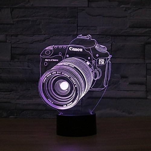 Camera 3D Night Light Touch Table Desk Lamp,7 Colors 3D Optical Illusion Lights with Acrylic Flat &amp; ABS Base &amp; USB Charger for Christmas Gifts