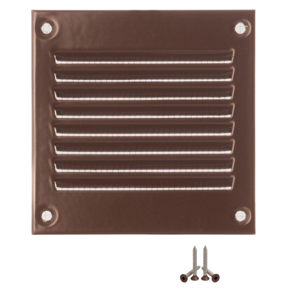 LIRAST 100x100mm / 4x4 inch Metal Brown Ventilation Grille - Air Vent Cover with Insect Mesh