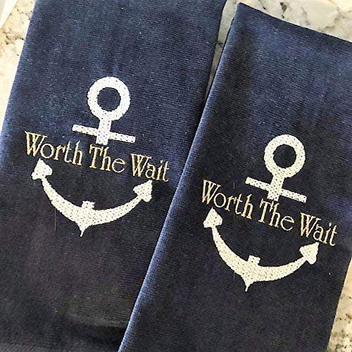 Personalized Nautical Hand Towel Set (2) Handmade