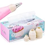 60 Pieces Premium Thick & Clear 16-inch Pastry Bags, Disposable Piping Bags, Frosting and Icing Decorating Bags for all Tips Sizes, In a Hassle-Free Dispenser Box + Gift of 3 Professional Couplers