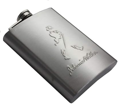 AmigozZ Johnnie Walker Design Embossed 8oz (230 ml) Stainless Steel Hip Flask
