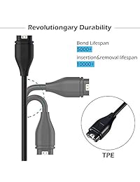 Garmin Fenix 5 5S 5X Plus Charger, Ankey Replacement USB Data Sync Charging Cable Wire 3.3ft for Garmin Fenix 5 5S 5X Forerunner 935 Quatix 5 Quatix 5 Sapphire Vivoactive 3 Watch, BLACK