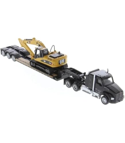 Walthers International 7600 HO Scale Flatbed Truck - Red Cab, 3-Axle, Black Flatbed | Model Truck For Train Layouts