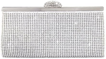Emour Silver Crystal Diamond Evening Clutch Wedding Purse Party Prom Hard case handbag (Clutch)