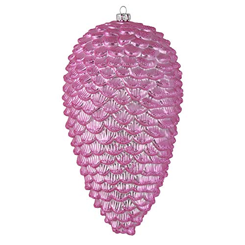 Vickerman 7" Pink Matte Glitter Pinecone Christmas Ornament. Includes 4 Pieces…