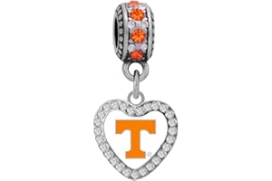 FINAL TOUCH GIFTS University of Tennessee Crystal Heart Charm Fits Compatible With Pandora Style Bracelets