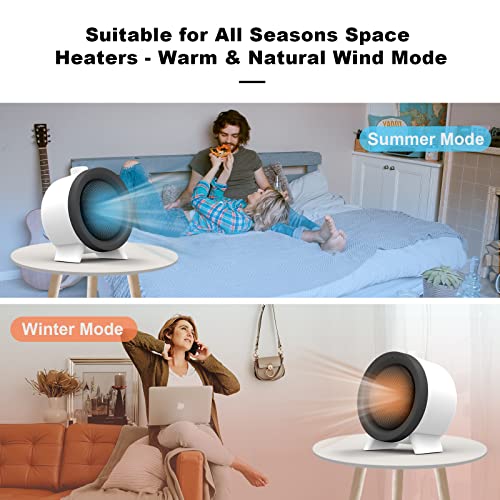 Heizlüfter Energiesparend,1000W PTC Keramik Heizlüfter mit Umkipp- und Überhitzungsschutz, 3s Quick Heating/3 Leistungsstufen/Geräuscharm, für das Büro Schlafzimmer