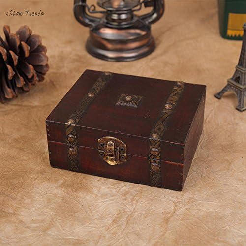 Cacly ISHOWTIENDA Hot 1PCS Handmade Retro European Wooden Box Vintage Treasure Case Decorative Trinket Jewelry Storage Box Old Memory